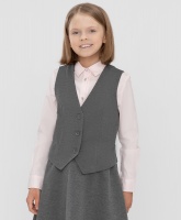 Жилет классический с V-образным вырезом серый из плотного трикотажа Button Blue, школьная форма для девочек  фото, kupilegko.ru